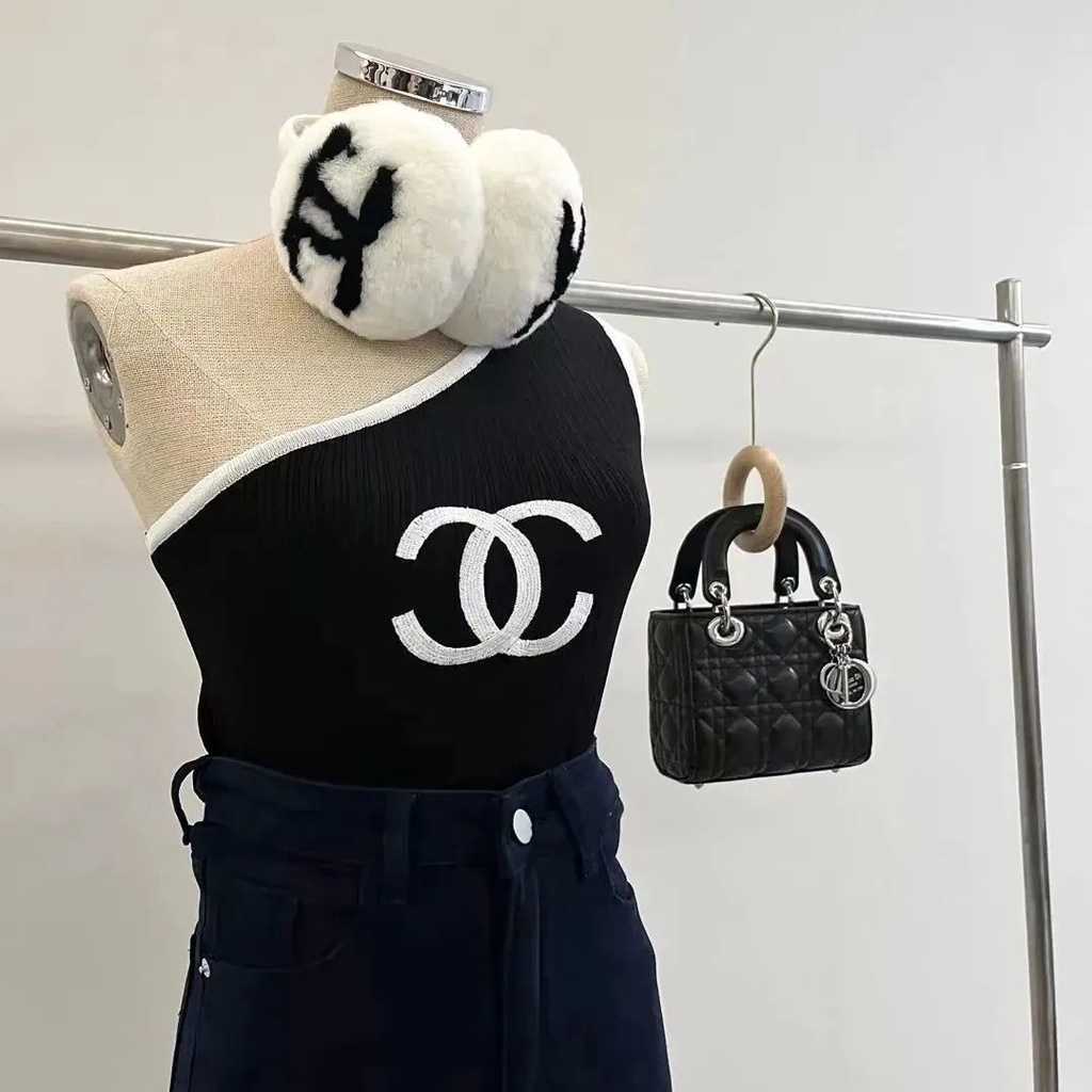 Áo Dệt Kim Hai Dây Dáng Ôm In Chữ Thời Trang Mùa Hè 2022 Sang Trọng Cho Nữ