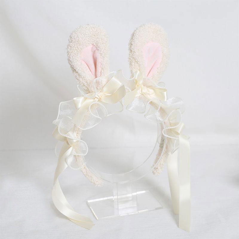 Băng Đô Tai Thỏ Lông Nhung Phong Cách Lolita