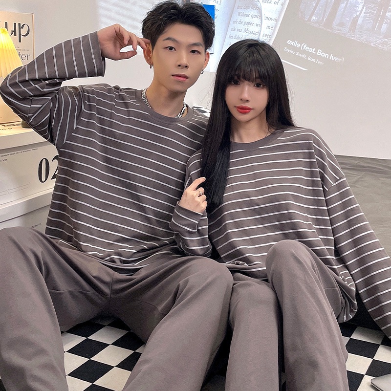 Pijama Bộ Đồ Ngủ Cặp Đôi Quần Áo Đôi Nam Nữ Dài Tay Mặc Ở Nhà Vải Cotton Mùa Xuân Thu Đông Đi Chơi BODODOI10