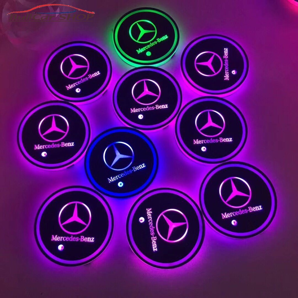 AMG Benz Benz LED Dạ Quang Nước Coaster LED Khí Quyển Ánh Sáng Benz CLA GLA Xe Dạ Quang Coaster Sửa 