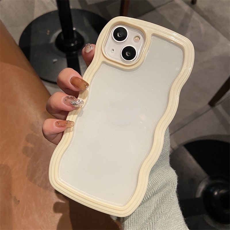 Ốp Điện Thoại TPU Mềm Trong Suốt Chống Sốc Màu Kẹo Viền Lượn Sóng Cho compatible for IPhone 14 Pro Max 13 12 Pro Max 11 Pro Max X Xs XR 8 7 Plus