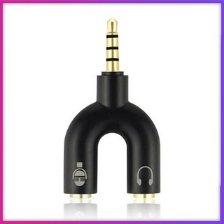 3.5mm Y splitter divides wheat male to double female jack audio headset microphone adapter converter laptop mobile phone black