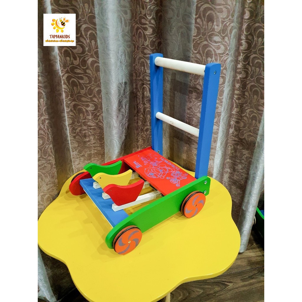 Đồ Chơi Trẻ Em Tamankids- Xe Tập Đi Bằng Gỗ Cho Bé Có Vòng Cao Su Chắc Chắn Chống Trượt An Toàn Cho Bé Yêu