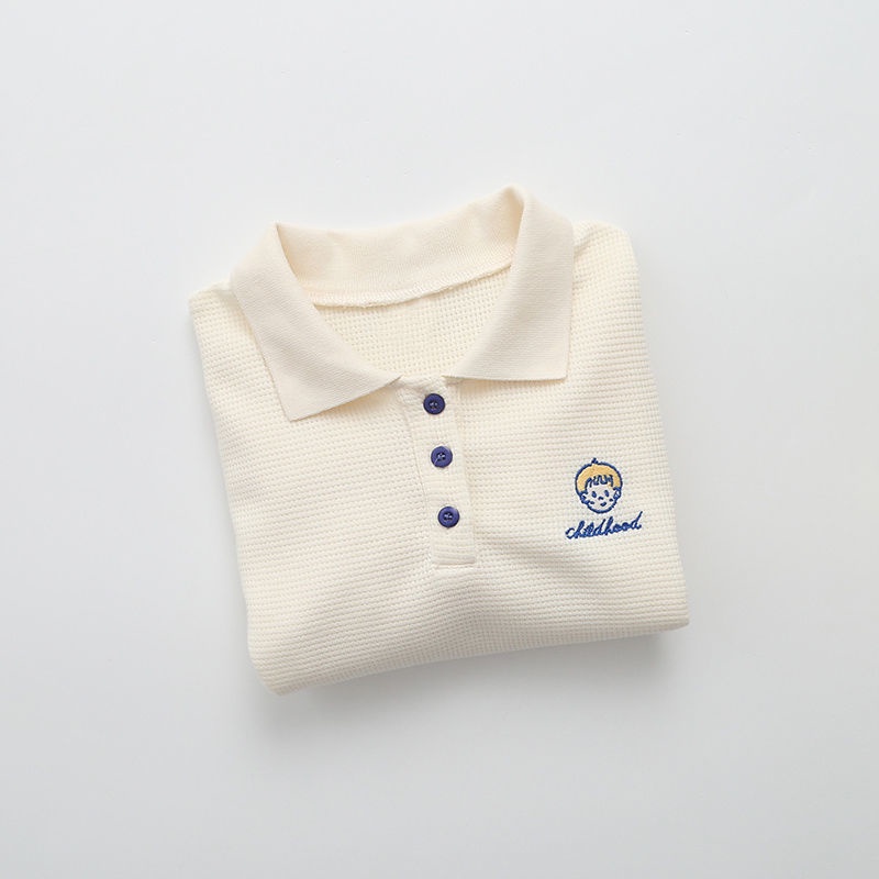 Áo polo Ngắn Tay Lưng Cao Thêu Họa Tiết Thời Trang Cho Nữ Sinh