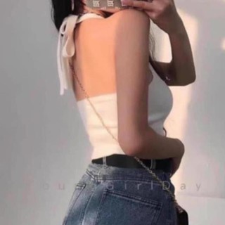 [Có sẵn] Áo croptop yếm cột nơ