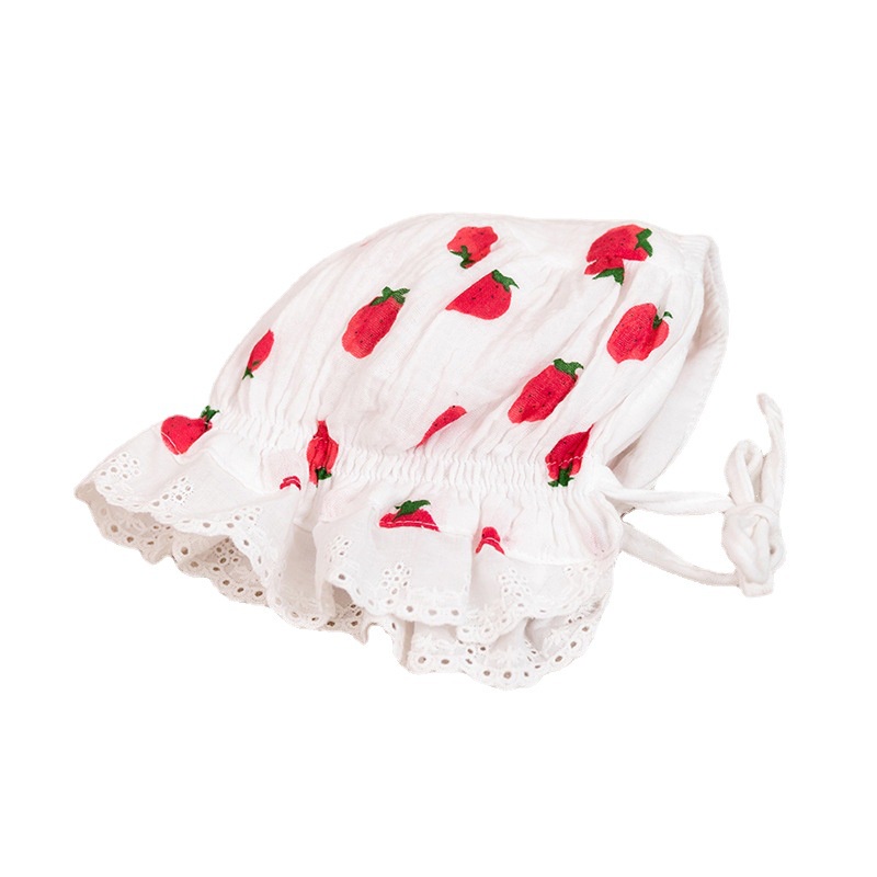 Mũ Cotton Mềm In Họa Tiết Quả Dâu Thời Trang Xuân Hè Cho Bé Sơ Sinh