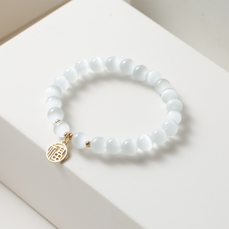 [Hàng Mới] Vòng Đeo Tay Hạt Đá Opal Fu Nhỏ Nhắn