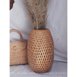 01 Bình Cắm Lau Được Làm Bằng Tre Tự Nhiên Đan 2 Lớp Dùng Để Chụp Hình, Trang Trí Cửa Hàng, Quán Rất Xinh Xắn