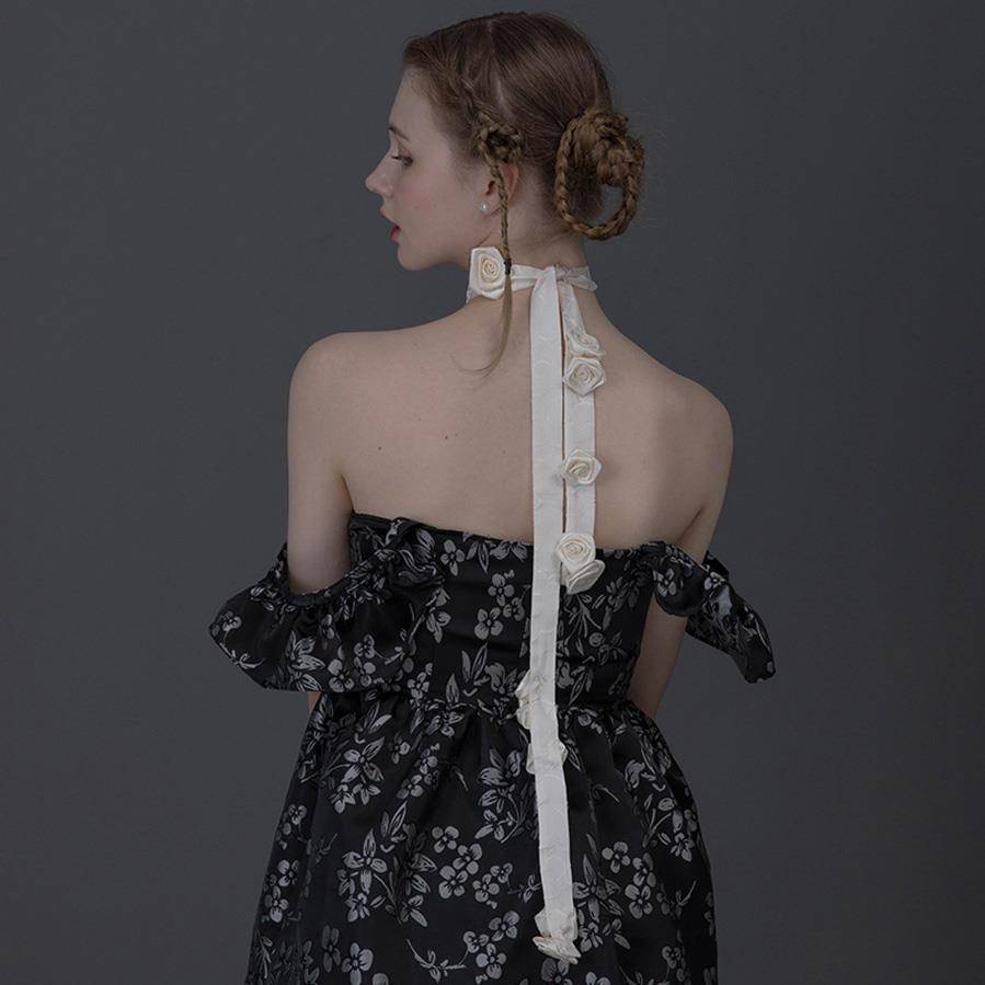 Đầm Ngắn Màu Đen In Hoa Phong Cách Cổ Điển Thời Trang Cho Nữ | BigBuy360 - bigbuy360.vn