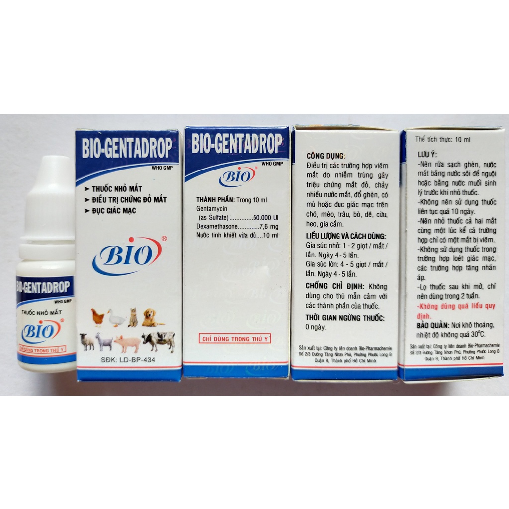 BIO-GENTADROP 10ml Dùng cho gia súc, gia cầm, chó, mèo