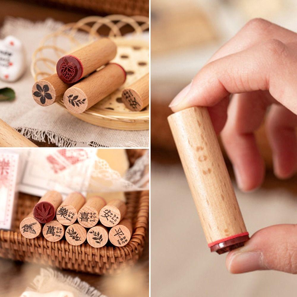 Set 4 Con Dấu Bằng Gỗ Cao Su Dùng Cho Trường Học diy