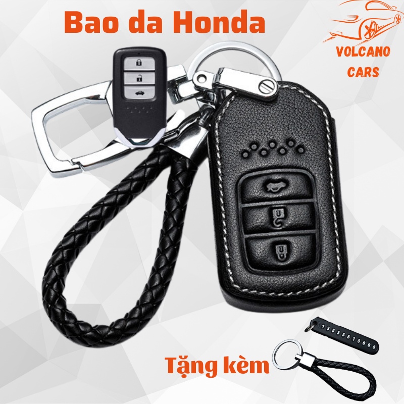 Bao da chìa khóa ô tô Honda bảo vệ chìa bền đẹp và chắc chắn ốp cho các loại smartkey City, Civic, Crv loại 3 phím