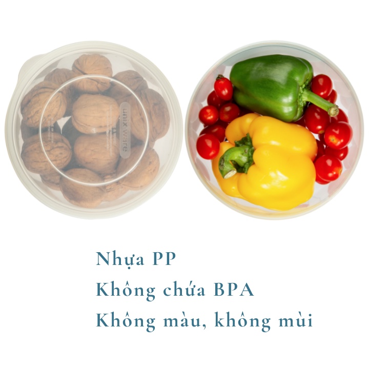 Bộ 4 hộp thực phẩm tròn Inochi Hokkaido 500-1000-1500-2000ml Inochi  chất liệu nhựa PP an toàn sử dụng