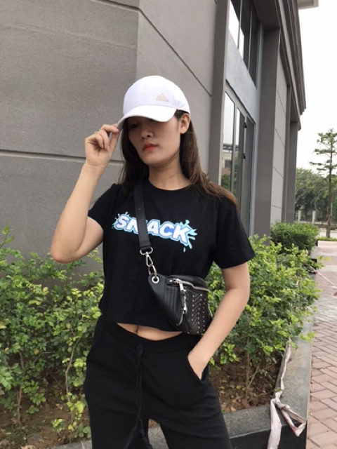 Áo phông croptop Thái Lan hình chữ xinh xắn 2 màu đen, trắng( chọn hình ngẫu nhiên) | BigBuy360 - bigbuy360.vn