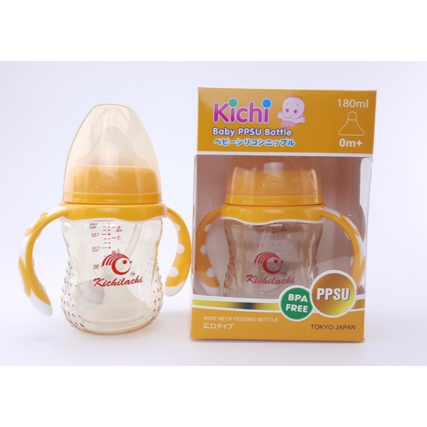 Bình sữa nhựa Kichi PPSU có quai 180ml/240ml