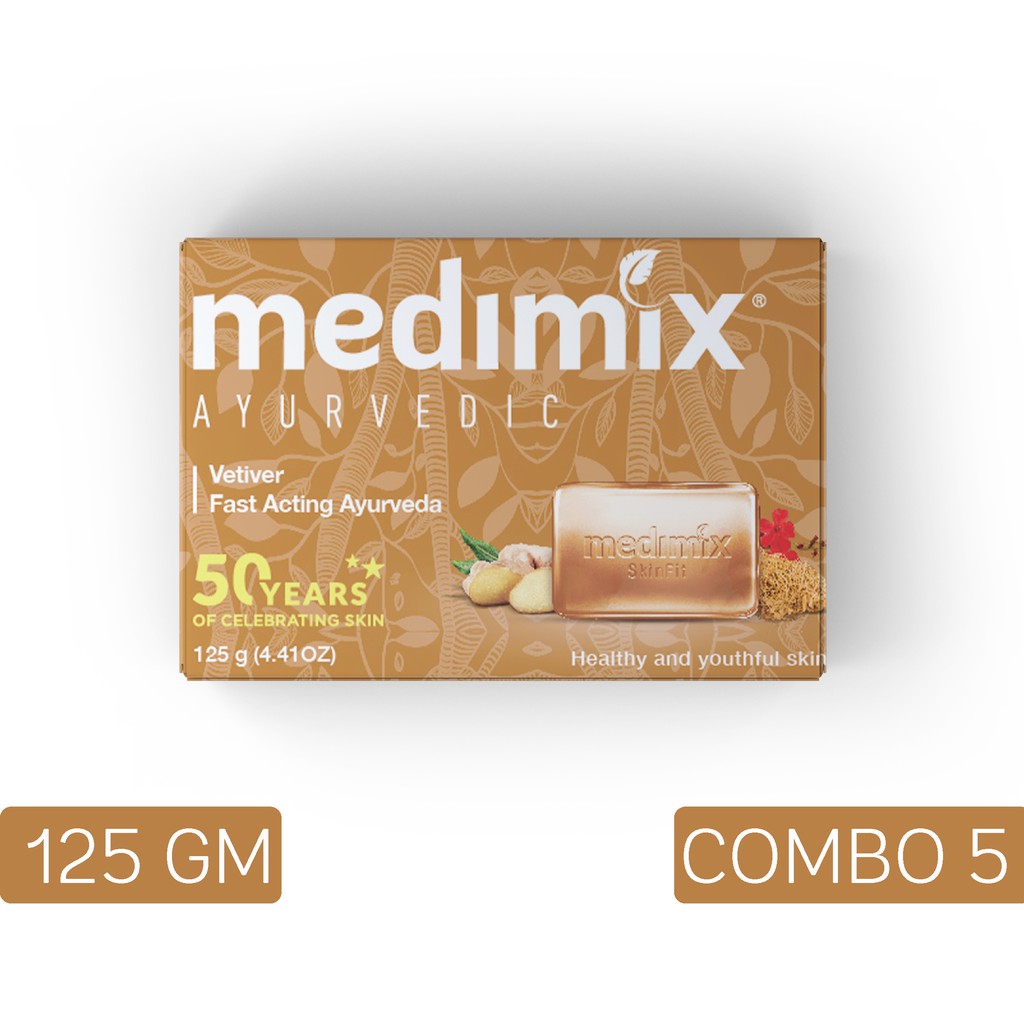 [Mã FMCGMALL -8% đơn 250K] Set 5 Xà phòng Medimix Cỏ Hương Bài 125g/bánh