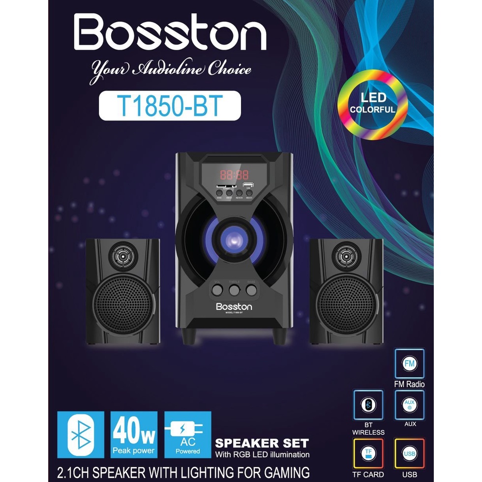 Loa Vi Tính Loa PC Laptop Máy Tính Để Bàn Bosston T1850-BT Led RGB Công Suất 40W Tích Hợp Bluetooth, Usb, Thẻ Nhớ