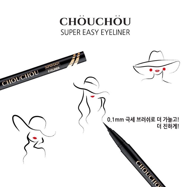 Bút kẻ viền mắt siêu mảnh, chống trôi Chou Chou Super Easy Eyeliner Brush 0.5g