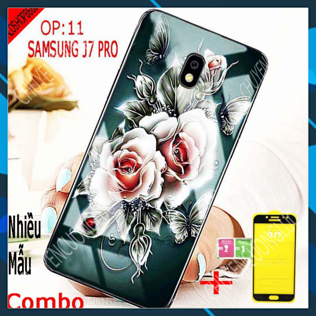 [SALE] COMBO ốp lưng SAMSUNG J7 PRO (COMBO 1 ốp lưng kính 3D siêu sang + 1 kính cường lực full màn mới)