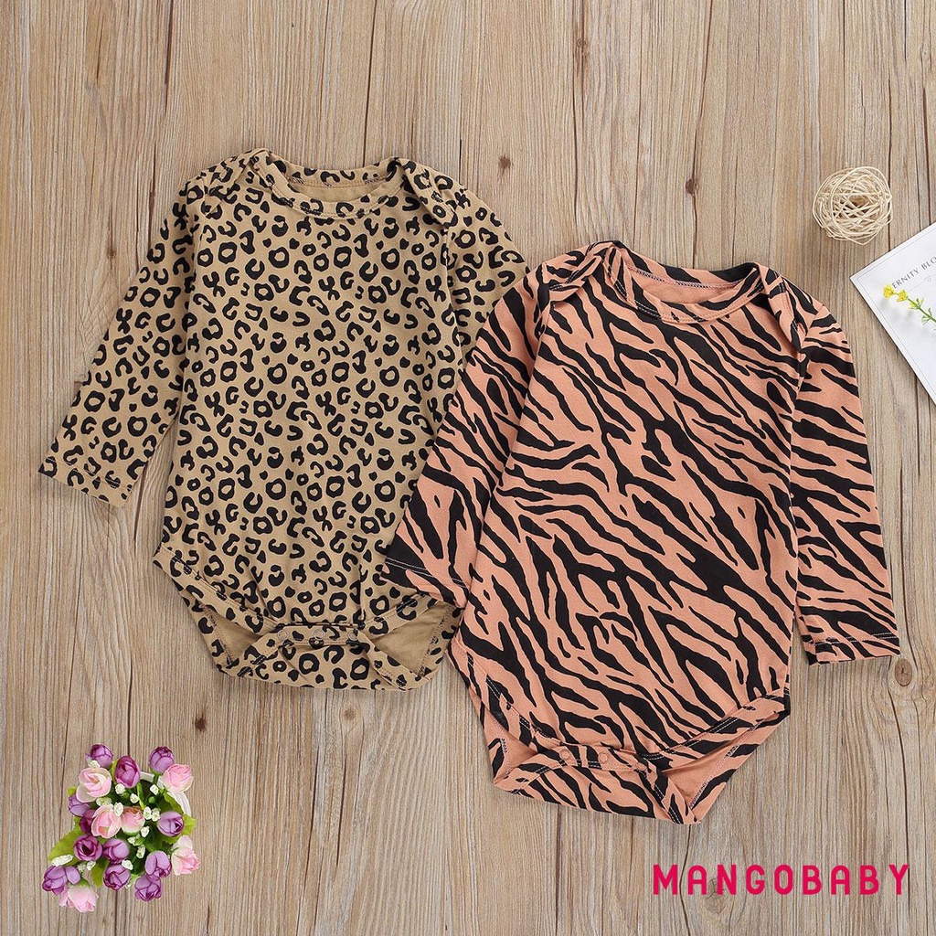 Jumpsuit Cổ Tròn Họa Tiết Da Báo / Ngựa Vằn Đáng Yêu Cho Bé mg - 3-24 Tháng