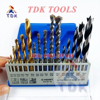 Bộ mũi khoan tổng hợp 16 chi tiết A0120-16 C-MART