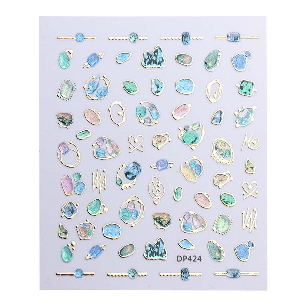 Sticker Kim Loại Dán Trang Trí Móng Tay Phong Cách Nhật Hàn