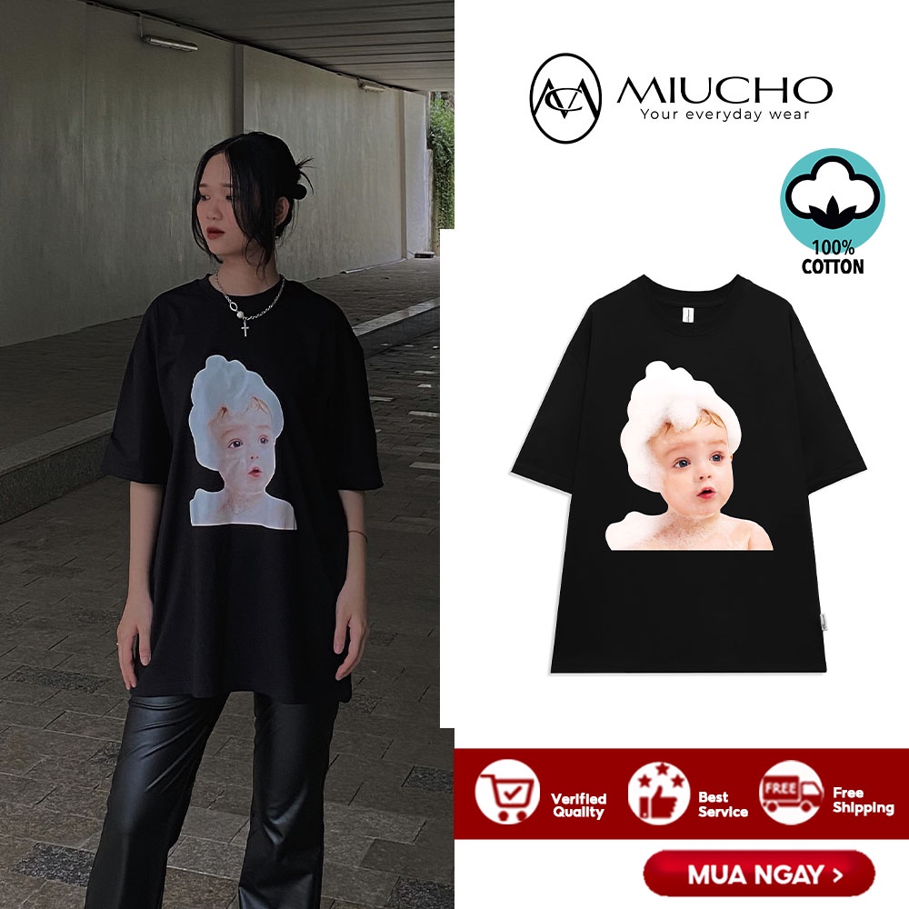 Áo phông adlv nữ form rộng tay lỡ unisex, áo thun adlv nữ form rộng tay lỡ unisex cotton AT156 Miucho in logo