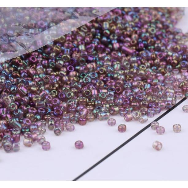 Hạt cườm TQ AAA size 2mm đính áo màu tím nâu
