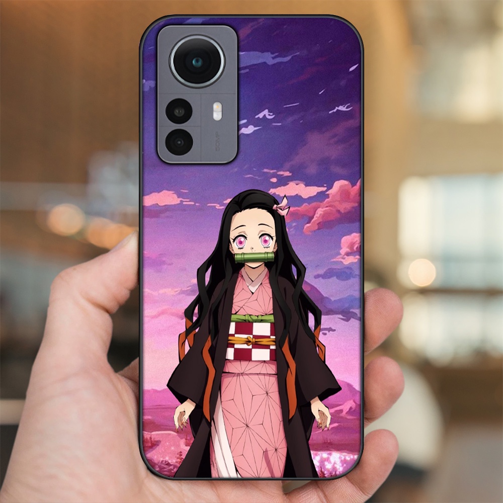 Ốp lưng Xiaomi 12 viền đen in hình Nezuko Kimetsu no Yaiba