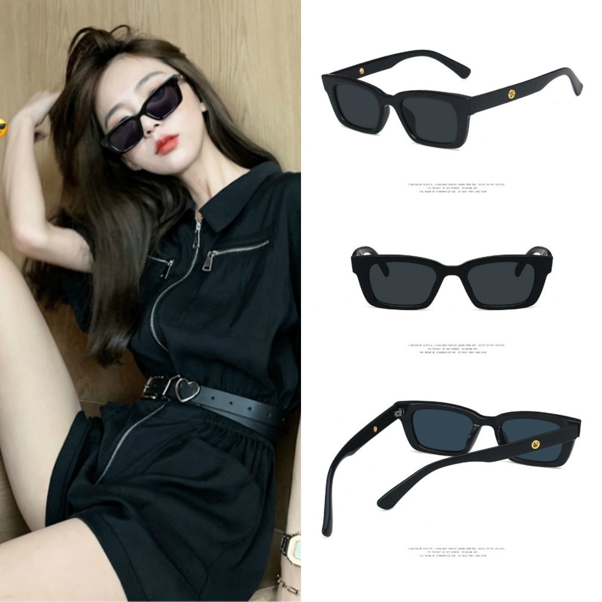 Kính Mát Gọng Vuông Nhỏ Chống Tia Uv400 Phong Cách Hàn Quốc | BigBuy360 - bigbuy360.vn