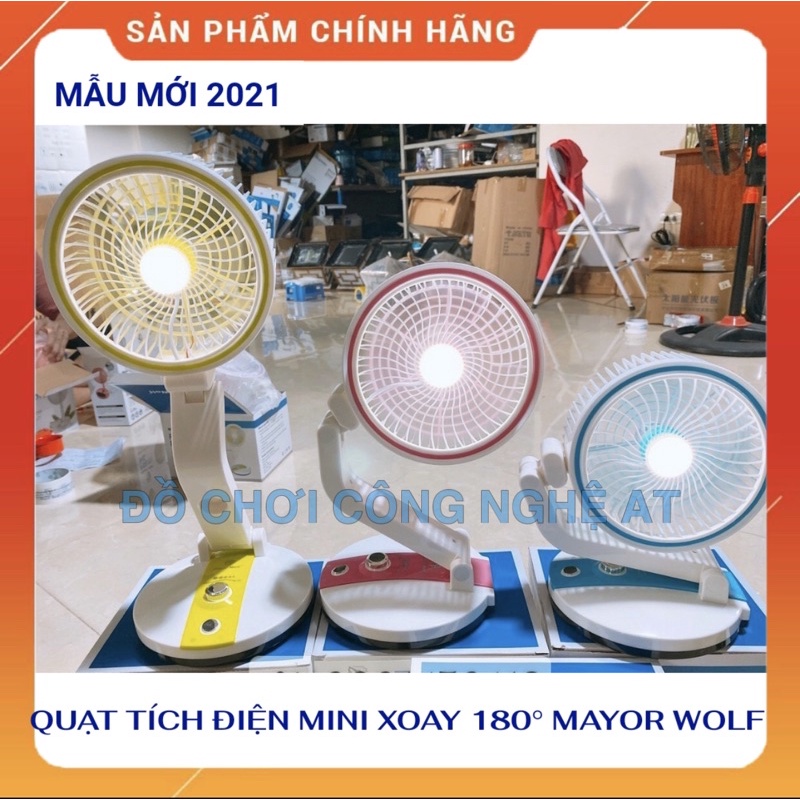 QUẠT TÍCH ĐIỆN GẤP GỌN ĐỂ BÀN MINI NHỎ GỌN CHÍNH HÃNG MAYOR WOLF XOAY 180° GIÁ TỐT