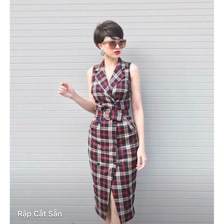 Đầm vest caro sọc đỏ