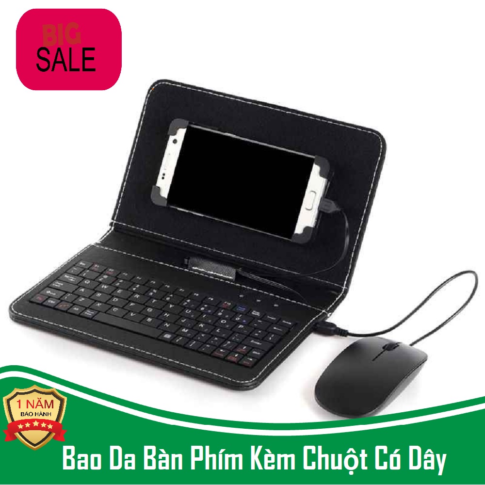 Bao da bàn phím kèm chuột sử dụng cho điện thoại  Kết nối OTG