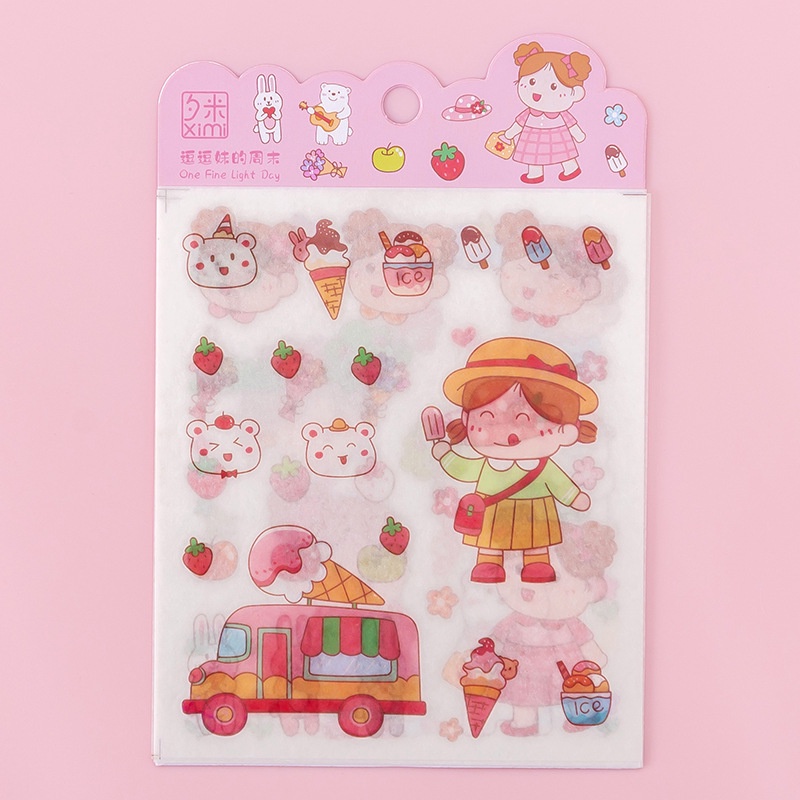 Sticker Dán Trang Trí Sổ Tay Hình Cô Gái Hoạt Hình Dễ Thương