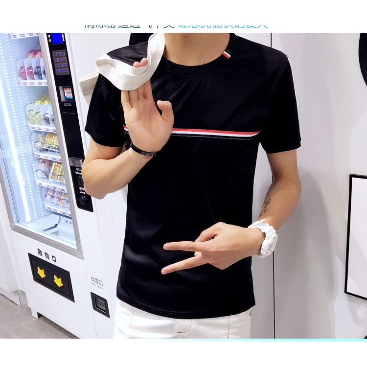 Áo thun unisex form rộng nam, Áo phông tay lỡ nam chất cotton phong cách Hàn Quốc mẫu kẻ ngang