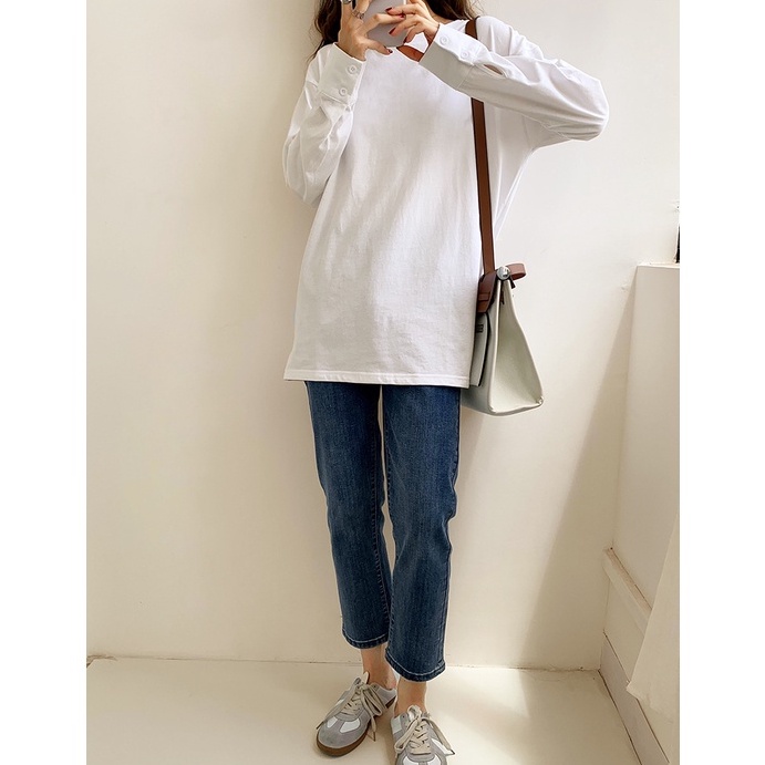 Áo thun tay dài cổ tròn oversize 46445