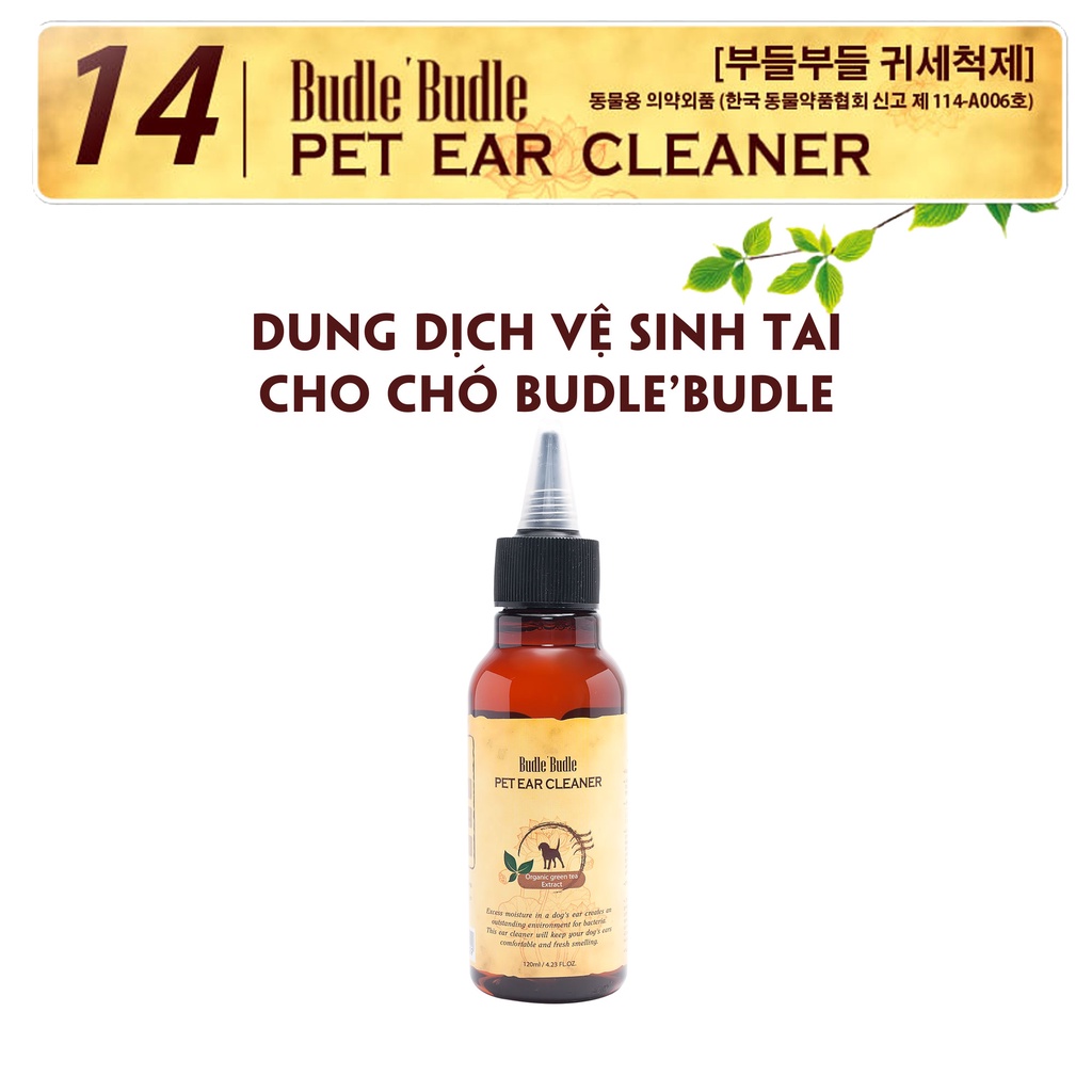 Vệ sinh tai cho chó nước rửa tai Budle'Budle 120ml, dung dịch vệ sinh sạch ve rận tai cún mèo Con Mèo Xiêm shop