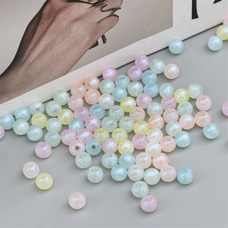 Hạt xỏ lỗ tròn chất liệu nhựa acrylic 8mm màu cầu vồng dành cho làm trang sức thủ công