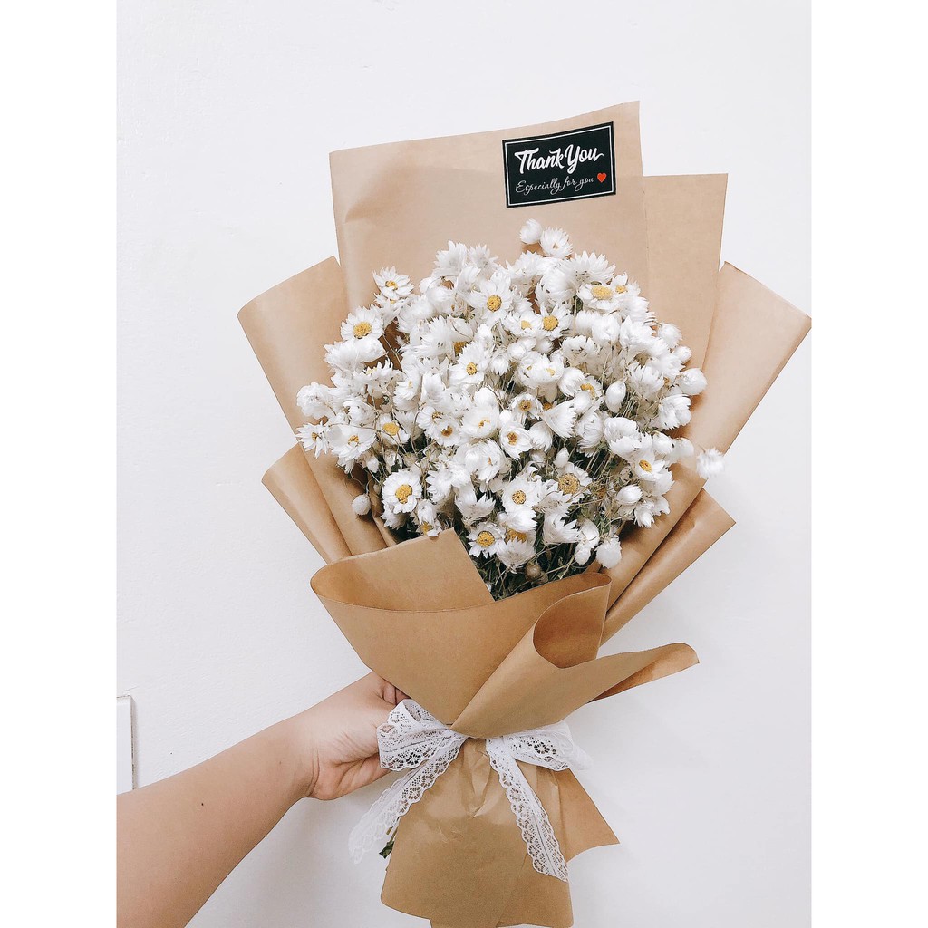 ❤️Bó Hoa khô Đơn Điểu ❤️ hoa cúc Amonium  decor ❤️ trang trí siêu xinh