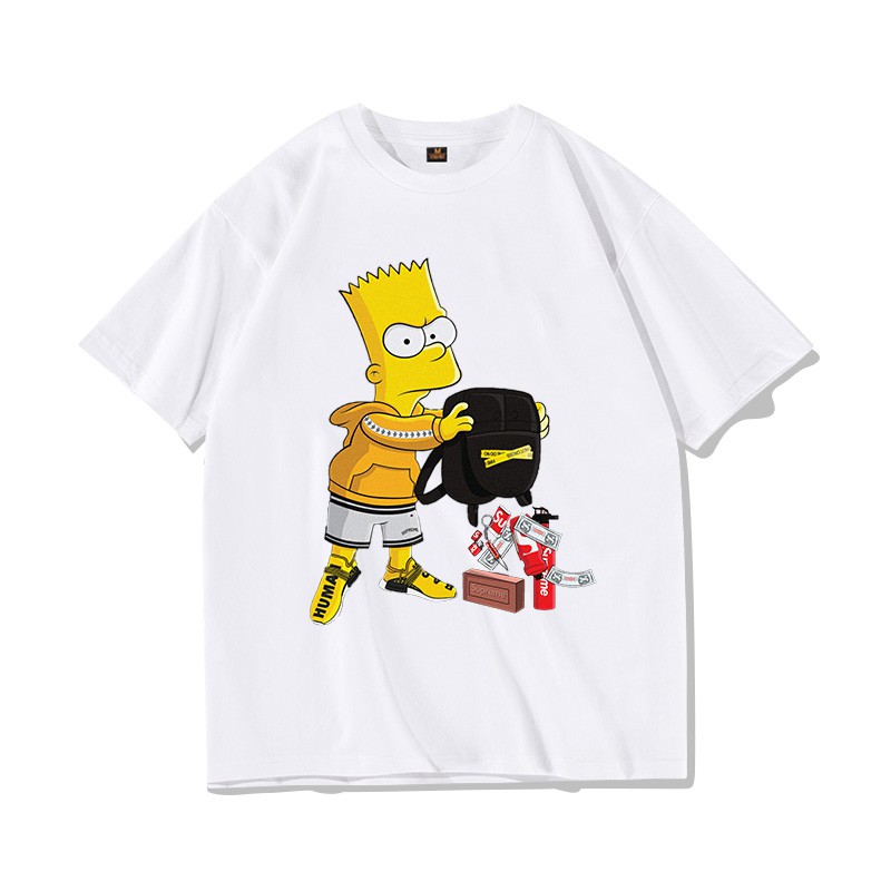 Áo thun Bart Simpson💖 Freeship💖 Áo phông cao cấp nam nữ  trắng đen tay ngắn cổ tròn hình in phối - Yume Fashion