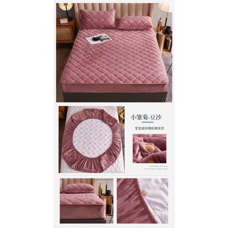 Bộ ga gối nỉ nhung thêu hoa cúc