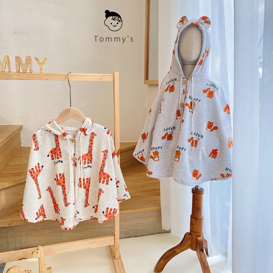 Áo Choàng Chống Nắng Tránh Gió Cho Bé Trai Bé Gái Nền Xám TOMMY HOUSE