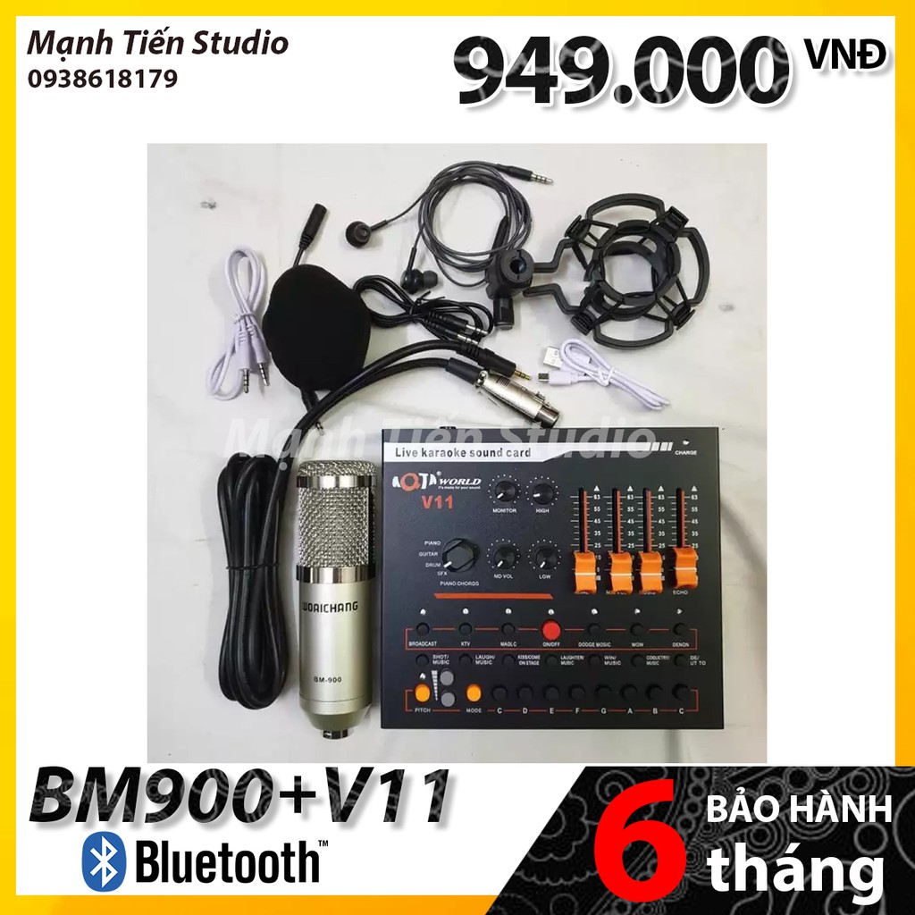 [BÁN CHẠY] Bộ thu âm micro BM900 + Soundcard V11 thích hợp hát karaoke gia đình, các buổi livestream fb,bigo,..