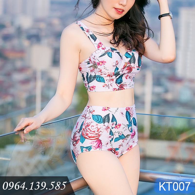 [LẺ SIZE 53-58kg] - Bikini nữ 2 mảnh vintage, bộ bơi cạp cao, áo croptop hai dây che khuyết điểm, cúp ngực s
