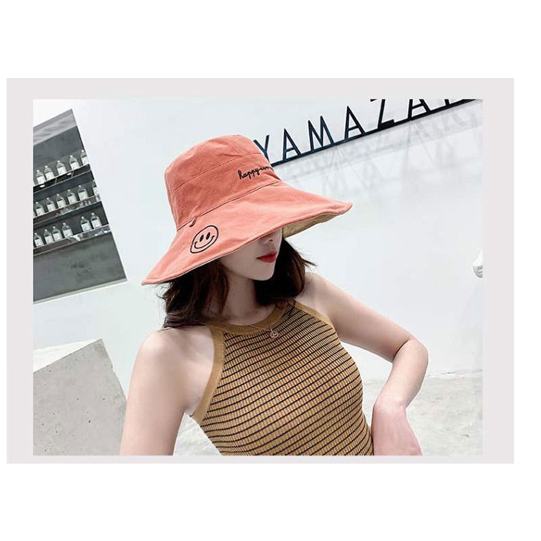 Mũ Tai Bèo Chống Tia Uv Họa Tiết Mặt Cười Xinh Xắn Thời Trang