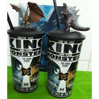 Set 2 ly + 2 Topper khủng long Godzilla