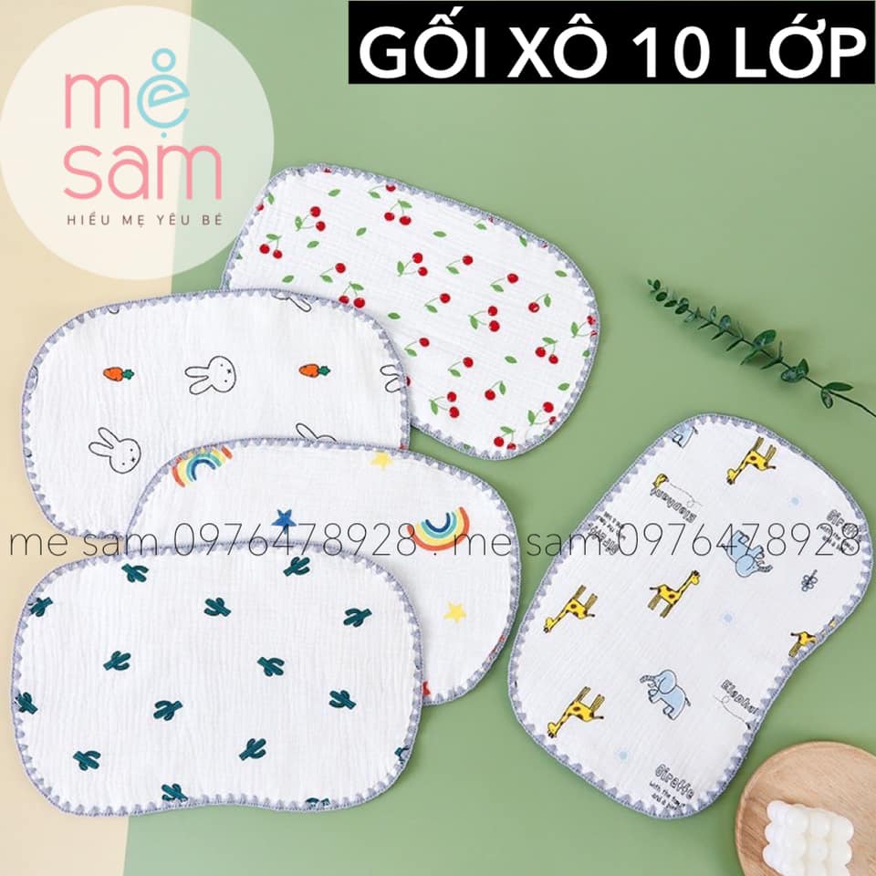 Miếng lót đầu sơ sinh - Gối xô 10 lớp cho bé