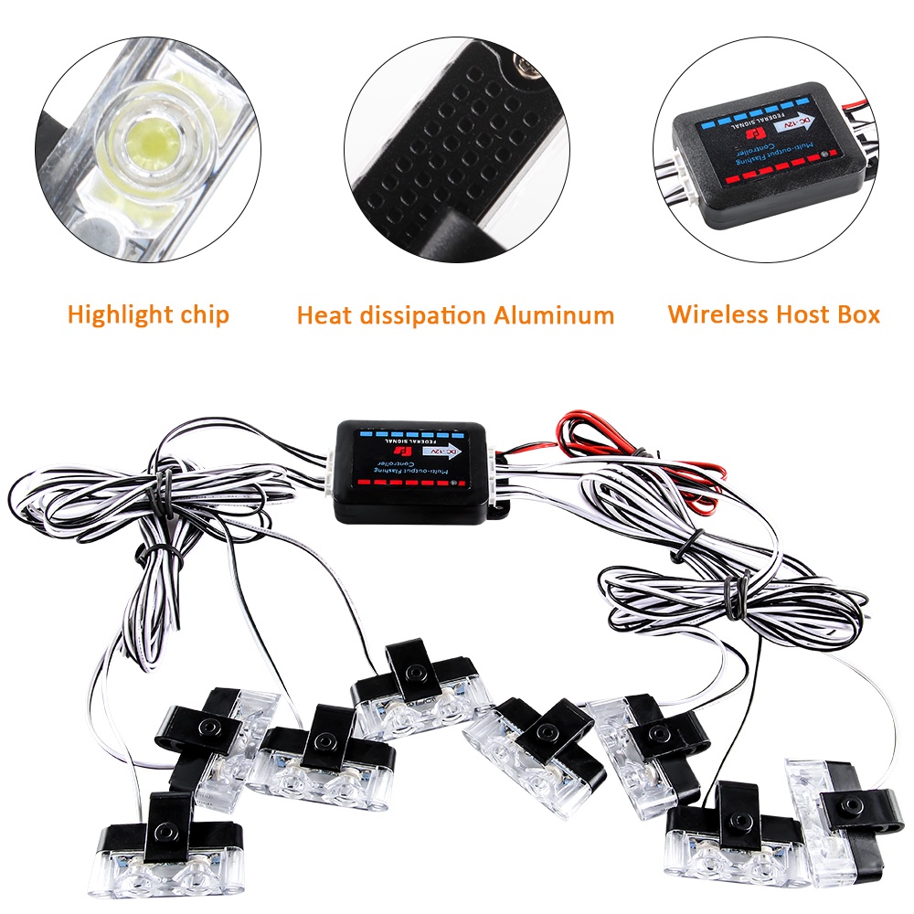 8X2 LED không dây từ xa nhấp nháy Đèn chiếu sáng cho xe tải Cảnh báo khẩn cấp Xe máy Nhấp nháy Đèn cứu hỏa bên trong 12V