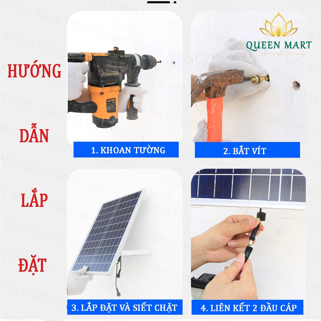 ĐÈN LED NĂNG LƯỢNG MẶT TRỜI - ĐÈN NGOÀI TRỜI ĐƯỜNG KHÔNG DÙNG ĐIỆN - SOLAR LIGHT 25W 40W 60W 100W 200W - Q006A