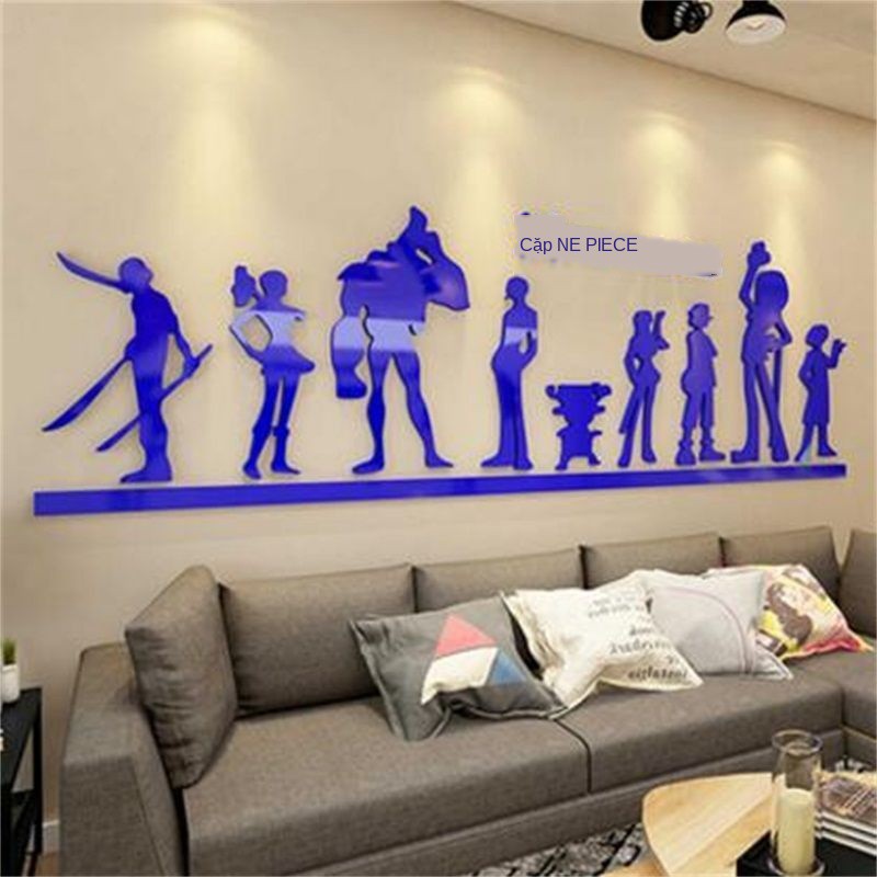 ❐One Piece Cartoon Anime Dán tường 3D Acrylic Ba chiều Phòng ngủ Cậu bé Ký túc xá Nền đầu giường Trang trí